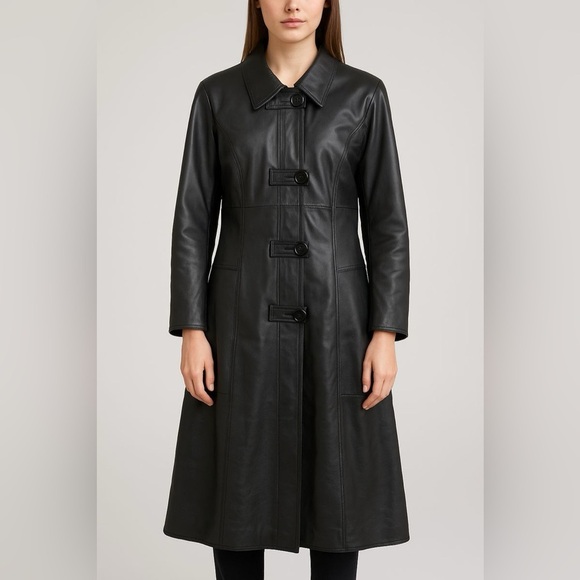 P A T A G O Jackets & Blazers - PATAGO Asymmetrical Long-Short Goth Black Leather Coat/Jacket